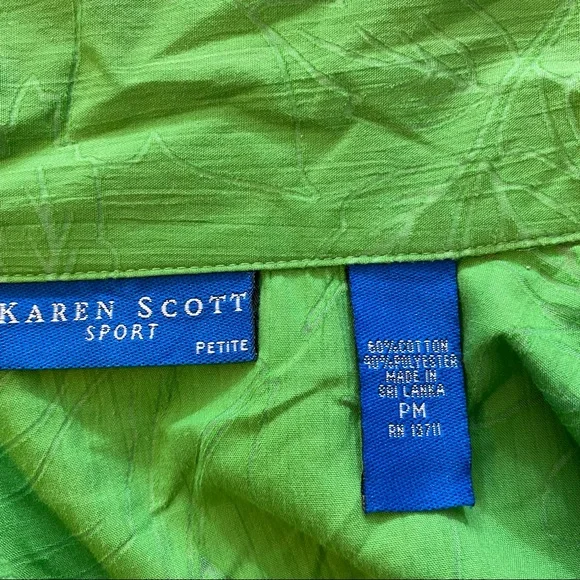 90’s Karen Scott Button Blouse Top PM Green Button Down Shirt Top 3/4 Sl… - Picture 7 of 11